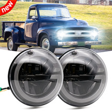 Fit 1953-1977 Ford F100 F250 F350 Pickup Pair 7 Inch Led Headlights Halo Drl