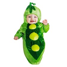 Baby Peapod Size 0-6 Month Plush Bunting Hooded Button Snap Halloween Costume