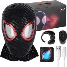 Spider Hero Mask with LED Lights Moving Eyes, Ring Remote, Halloween Role Play M