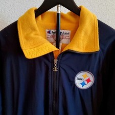 PITTSBURGH STEELERS JACKET by CHAMPION-SIZE M-BLACK  GOLD-NYLON