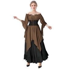 Renaissance Dress for Women Medieval Victorian Costume Long Sleeve Gown