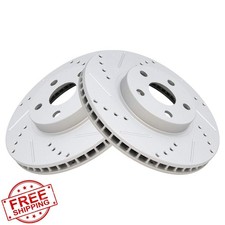 TRQ Front Brake Rotors G Coated Drilled Slotted for 03-08 Pontiac Vibe, 05-10...