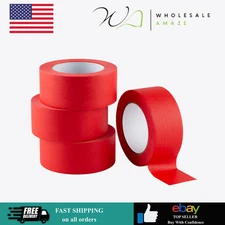Lichamp 4 Pack Red Painters Tape 2 inch Wide, Medium Adhesive Red Masking Tape