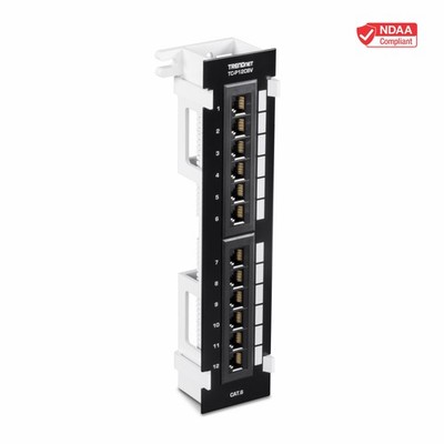 TRENDnet 12-Port Cat6 Unshielded Wall Mount Patch Panel w/ Included 89D Bracket