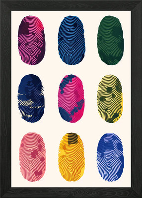 Colorful Fingerprint Art Framed Wall Art Poster Canvas Print Picture