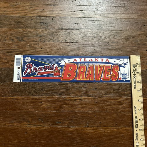 Vintage 1990s Wincraft Atlanta Braves Bumper Sticker Decal Baseball MLB - Picture 2 of 2