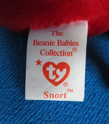 SNORT THE RED BULL farm animal PLUSH soft toy TY BEANIE BABIES * VINTAGE 1995 - Picture 6 of 6