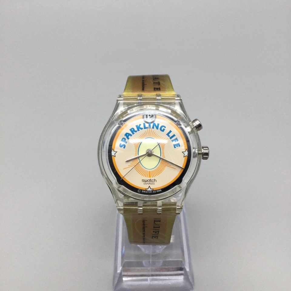 Swatch Sparkling Life Watch Women 34mm Gold Tone Swiss BROKEN PARTS REPAIR - image 3 of 4