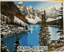 Paint by Number Kits kids/Adults, Paint by Numbers on canvas mountain lake snow