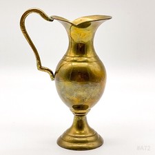 Secesyjny dzbanek z mosiądzu z uchwytem, wazon na kwiaty mosiężny dzbanek vintage 6x15cm