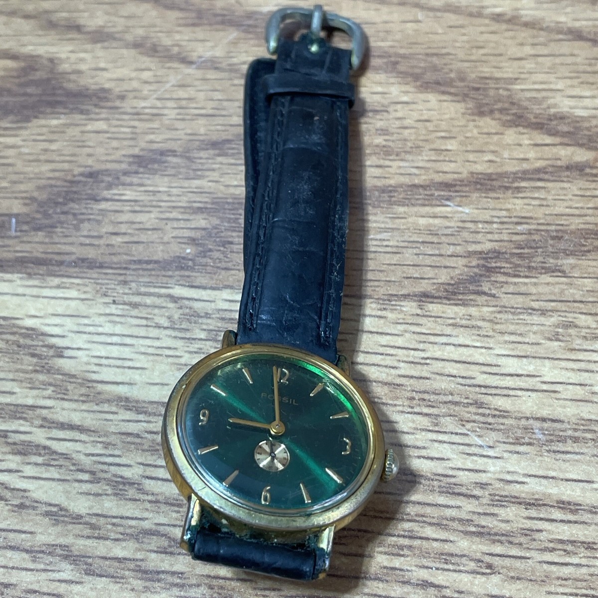 Fossil TM-6222 Men's Black Leather Analog Dial Quartz Genuine