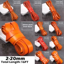 16FT Flat Cow Leather Cord Lace Rope Weave String For Necklace Bracelet Bag