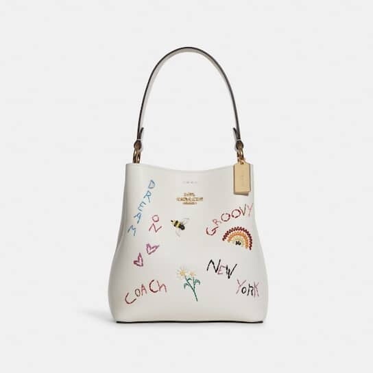 NWT Coach C8282 Small Town Bucket Bag w/ Diary Embroidery in