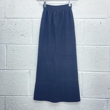 VINTAGE BLACK RIBBED MIDAXI SKIRT PENCIL MOCK GOLD BUTTON SOFT SPLIT HEM UK 6