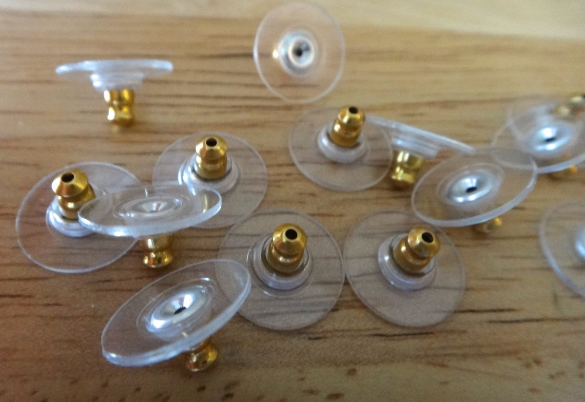 20 Gold Color 11mm Comfort Stud Earring Backs Bullet Clutch