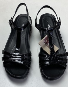 black patent leather dress sandals