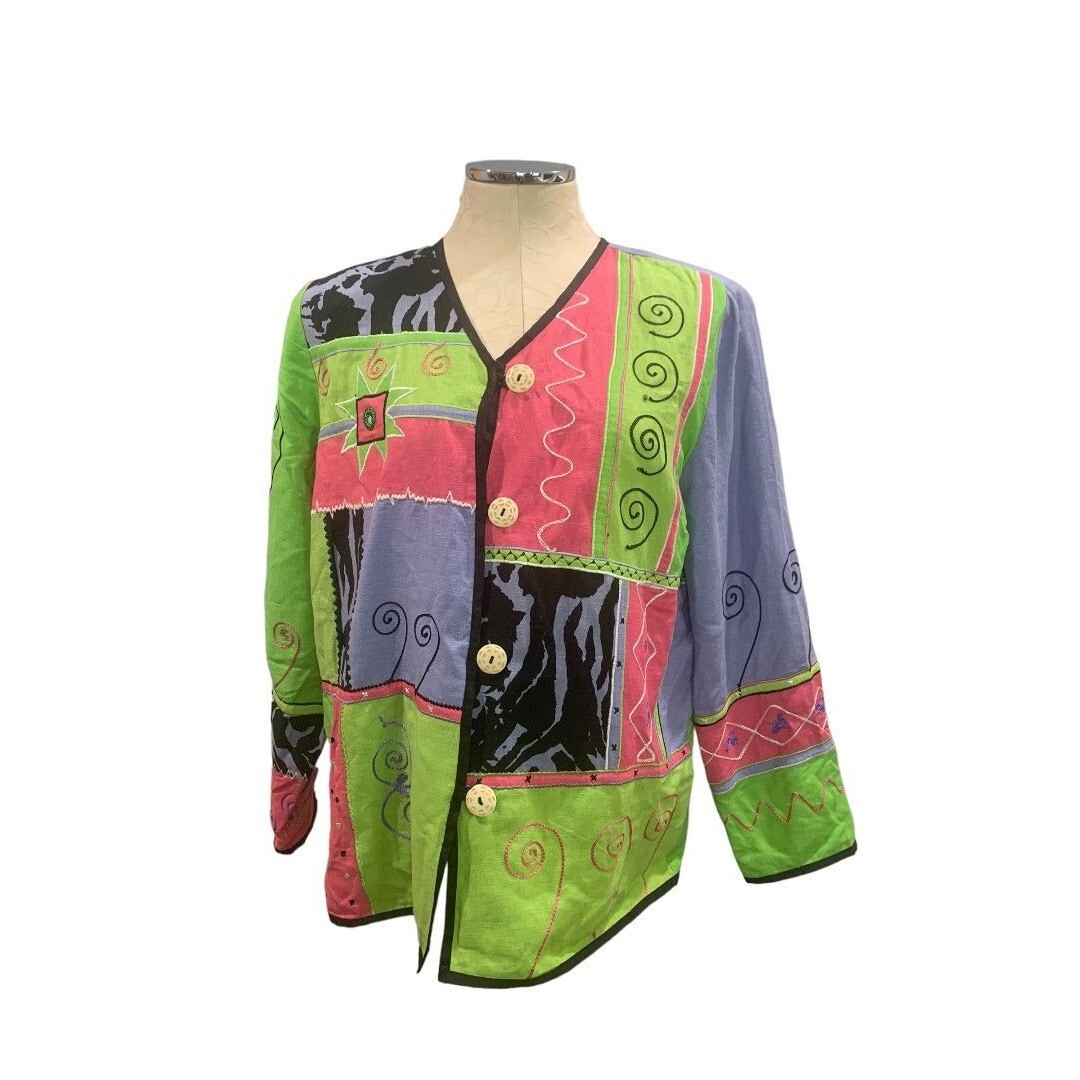 Small Petite Women's Oversize Patchwork Artsy Jac… - image 2