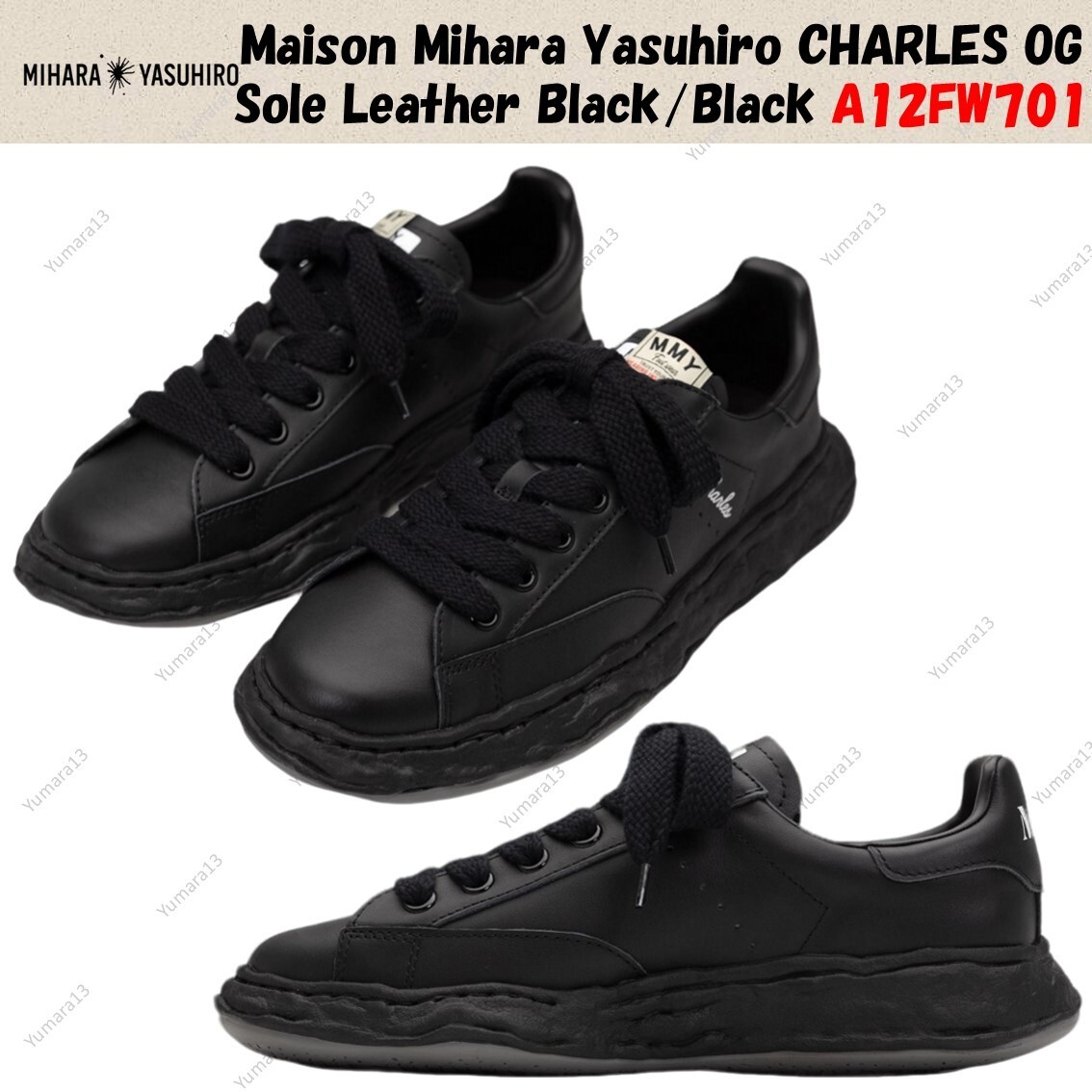 Maison Mihara Yasuhiro CHARLES OG Sole Leather Black/Black