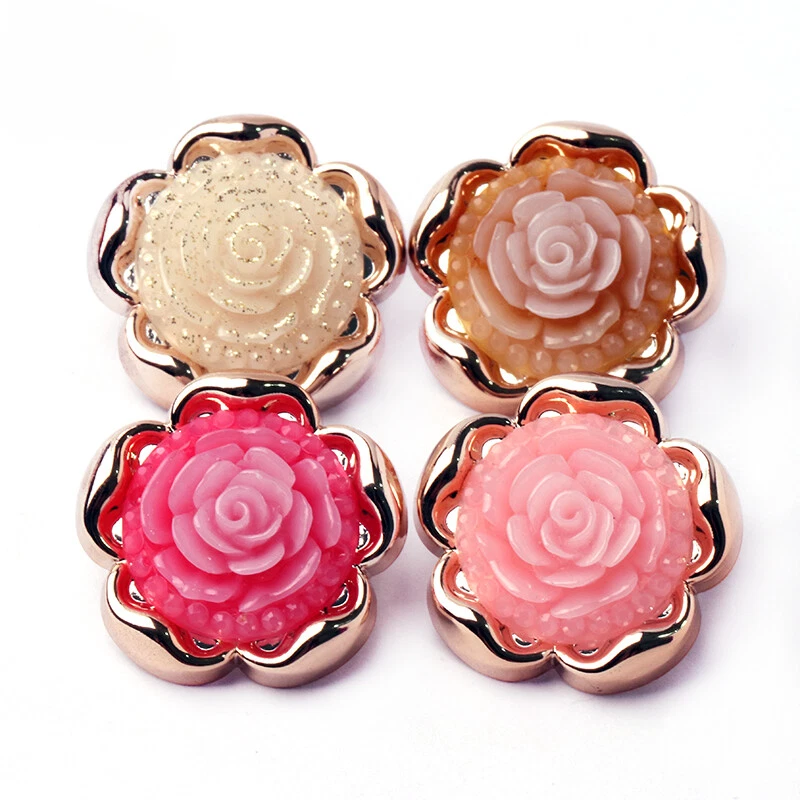 8X Flower Buttons Rose Craft Material DIY Jacket Coat Cardigan Sweater Sew Decor - Image 3 of 4