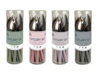 Cutlery Sets Stainless Steel Spoon Fork Plastic Handle Dishwasher Safe 16 Pcs