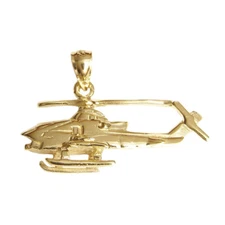 New 14k Yellow Gold Helicopter Charm Pendant