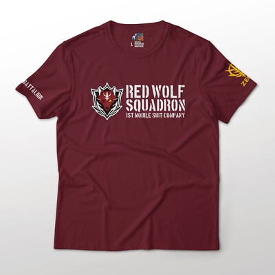 Red Wolf Gundam Requiem for Vengeance Sleeves Anime Graphic Cotton T-Shirt