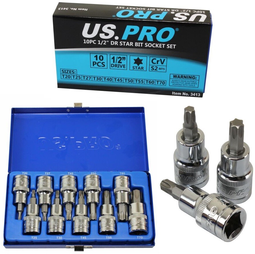 Us Pro 1128 10 Piece Torx Trx-Star Bit Socket Set 1/2" Drive - Image 3