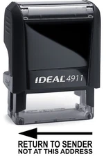 RETURN TO SENDER text on IDEAL 4911 Self-inking Rubber Stamp with BLACK INK