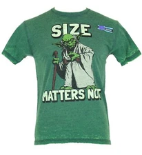 Star Wars Soft Spun Mens T-Shirt - "Size Matters Not" Standing Yoda Image