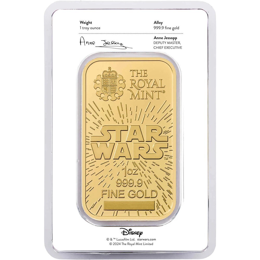 1 oz Gold Bar - Royal Mint - Star Wars Light Side 999.9 Fine
