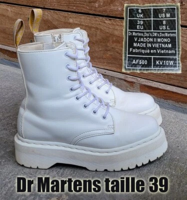 Dr MARTENS "Jadon II Mono" Plateforme taille 39 UK6 cuir blanc compensées - Photo 1/4
