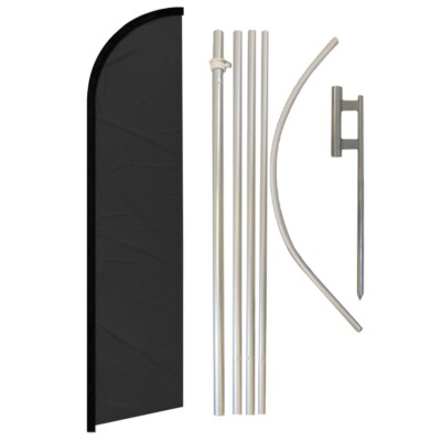Solid Black Windless Banner Swooper Advertising Flag Pole Kit Solid Color Flag