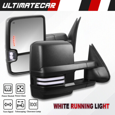 Power+Heated Clearance Dynamic LED Signal Tow Mirrors For 14-18