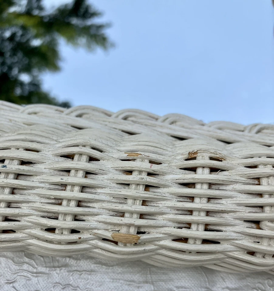 Espejo de pared de ratán de colección con acento 16x12 blanco mimbre boho granja elegante casa de playa Foto 2 de 4