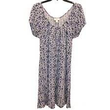 Loft Butterfly Floral Dress Blue White 4