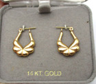 14K Yellow Gold Scalloped Hoop Earrings .70" [E158] — photo 6