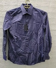 New Hugo Boss Slim Fit Organic Cotton Long Sleeve Button Up Shirt Purple Sz XLG