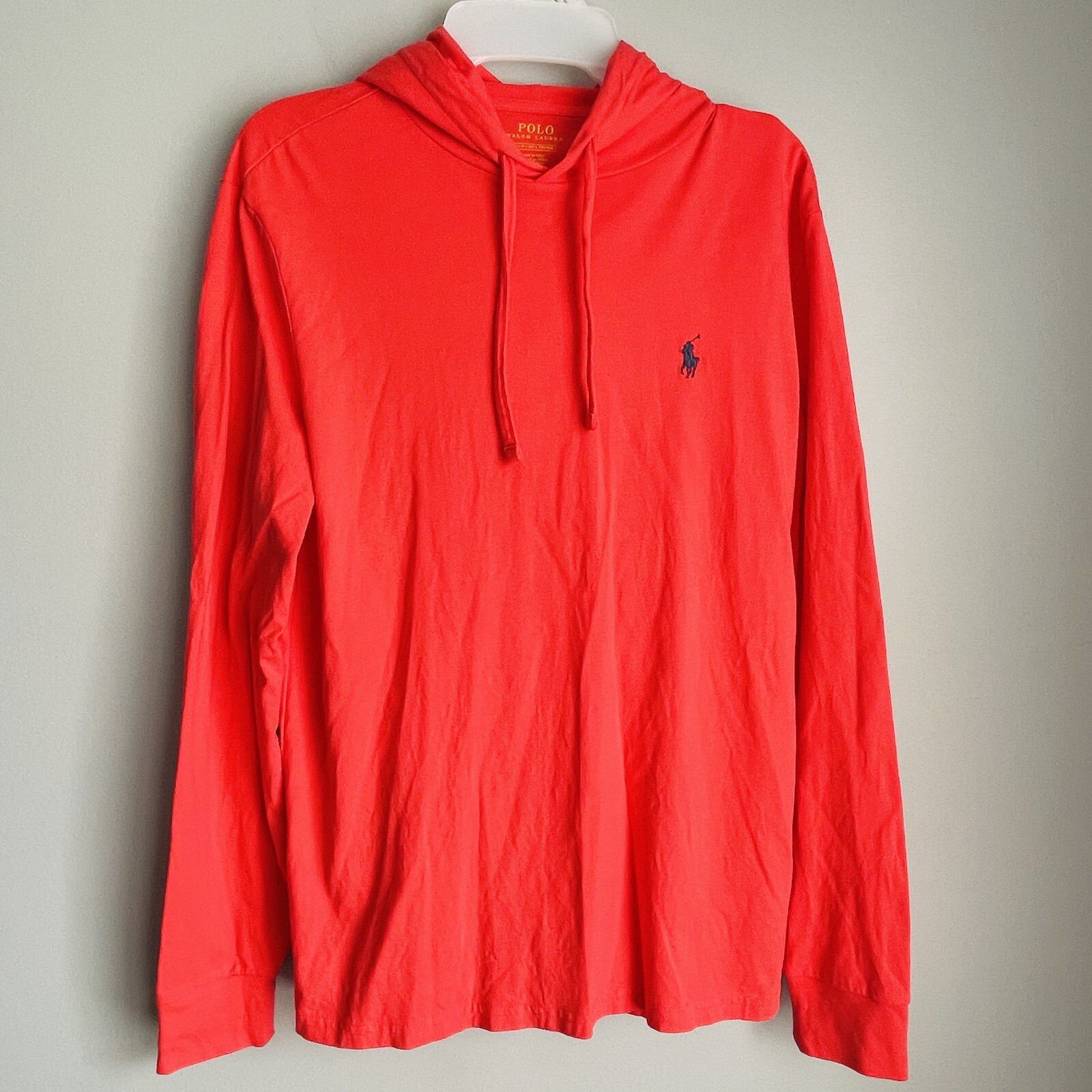 PONY Polo Ralph Lauren Felpa Leggera con Cappuccio Rosso Corallo Taglia S Preppy
