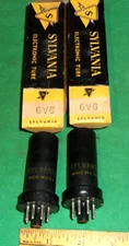 (2) Sylvania 6V6 Audio Pentodes Test GOOD! Same Codes! NOS w/orig. cartons