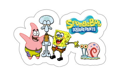 9x5cm 6pcs Sponge Bob Vinyl Stickers Laptop Mobile Phones Books Waterproof