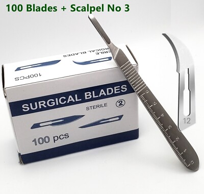 100 Lames De Scalpel Stériles En Acier #60 - Pour Usage Médical, Dentaire, ENT - Neuf