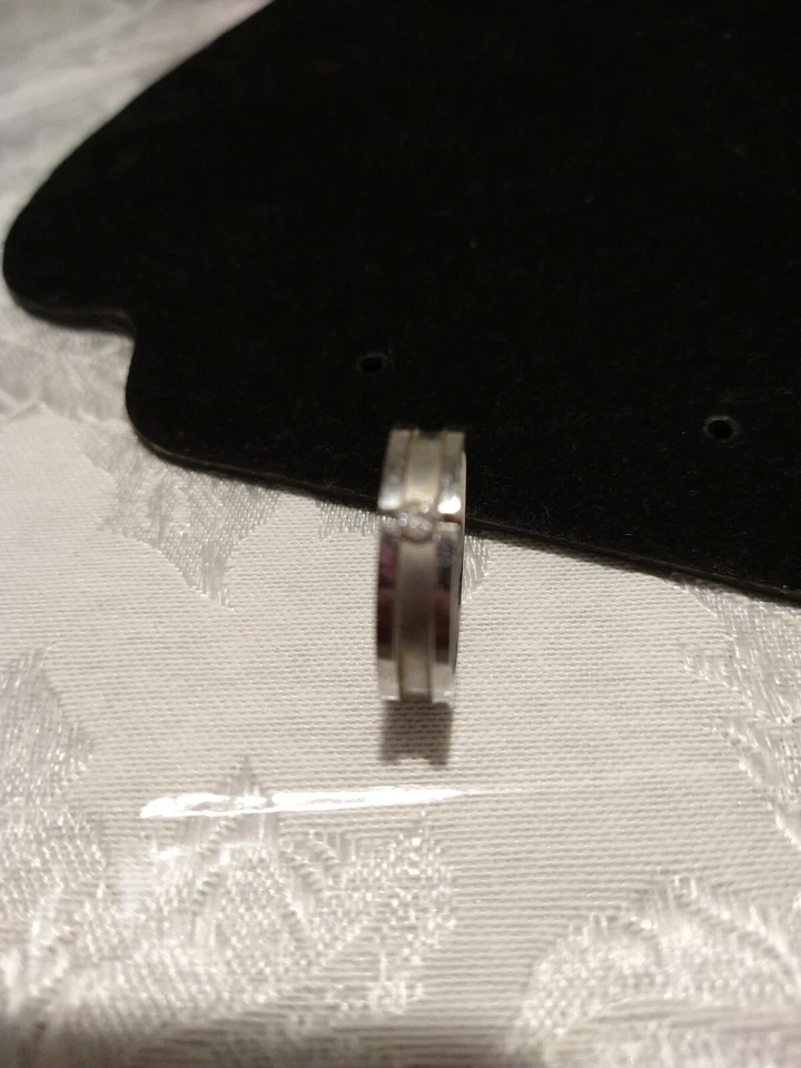 Унисекс группы кольцо с маленький цирконий хирургической стали размер 10,5 - Изображение 3 из 4