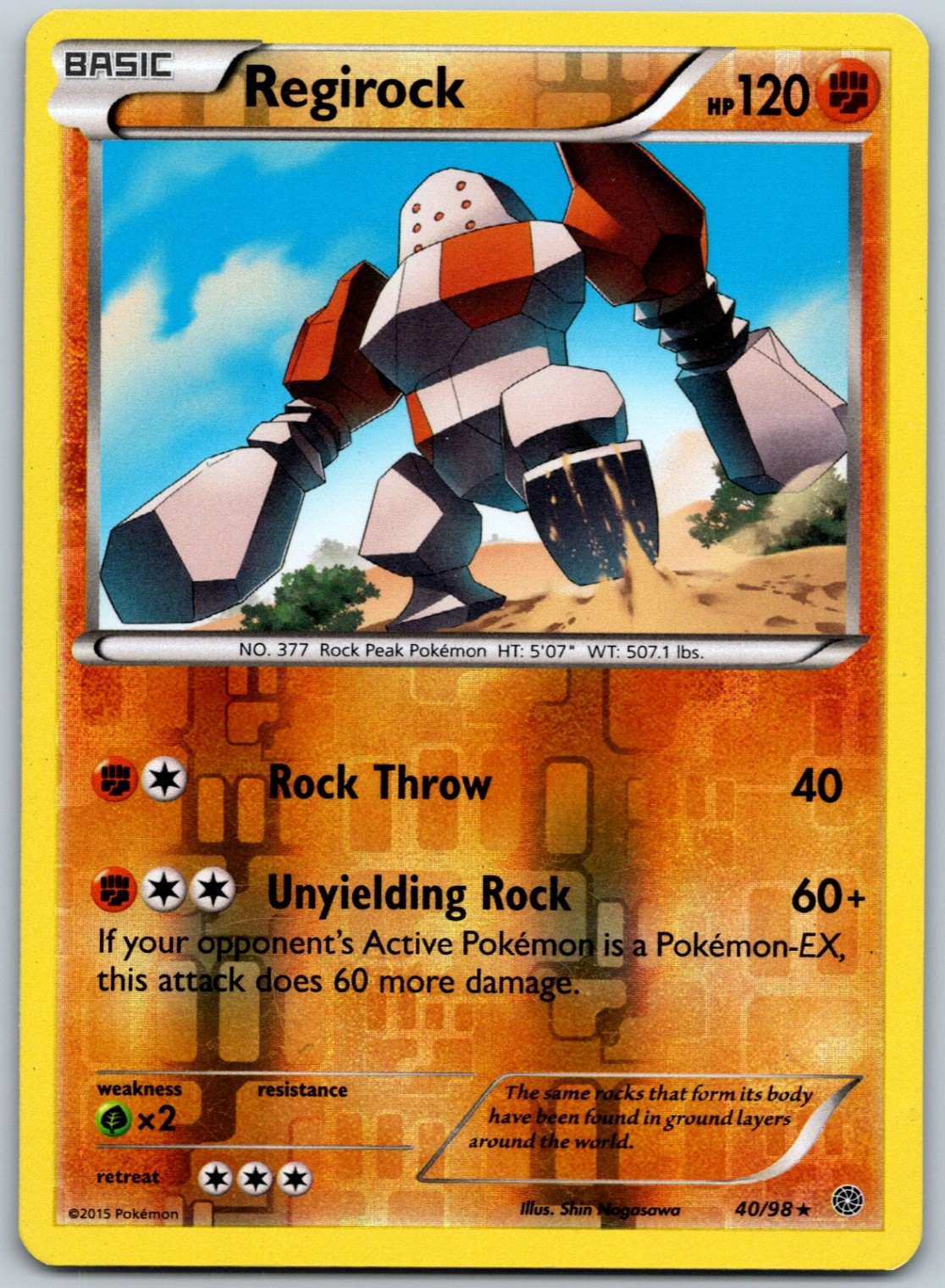 Regirock Reverse Holo Rare XY - Ancient Origins 40/98 NM