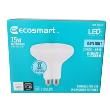 Ecosmart 75-Watt Replacement BR40 Dimmable LED Light Bulb Daylight (2-Pack)