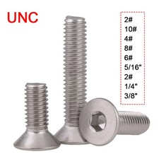 UNC 304 Stainless Steel Hexagon Socket Flat Countersunk Head Screws Allen Bolts