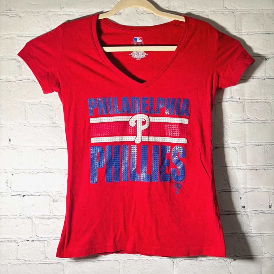 Camisa para mujer Philadelphia Phillies roja SS talla S MLB MERCANCÍA GENUINA Foto 2 de 4