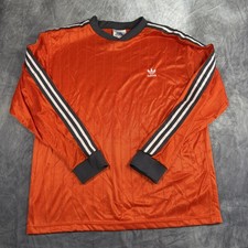Adidas Jersey Shirt Vintage Size XL Orange w/ Charcoal Stripes On White