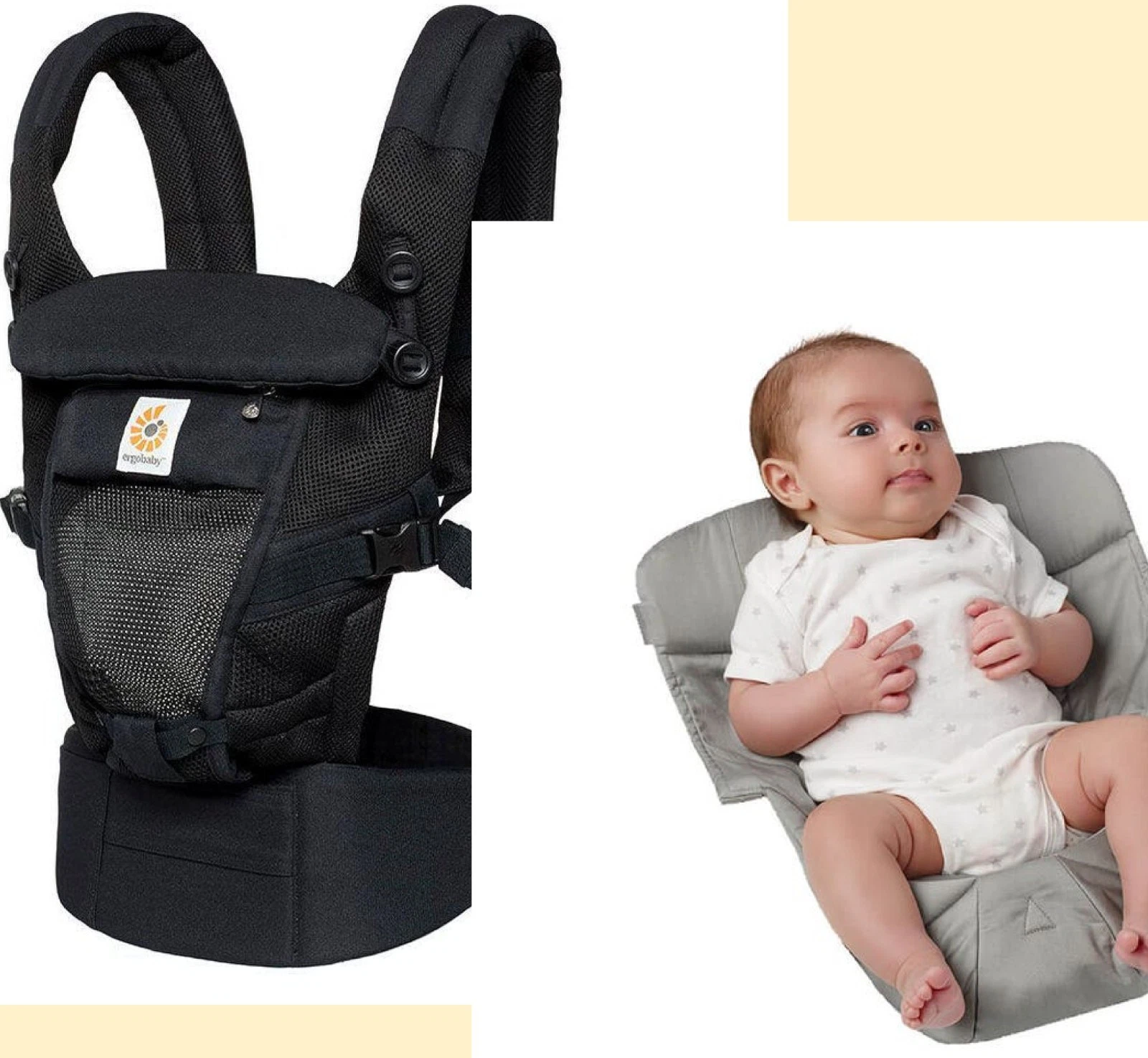 Ergobaby Adapt Cool Air Baby Carrier In Onyx Black With Easy Snug In Insert Grey