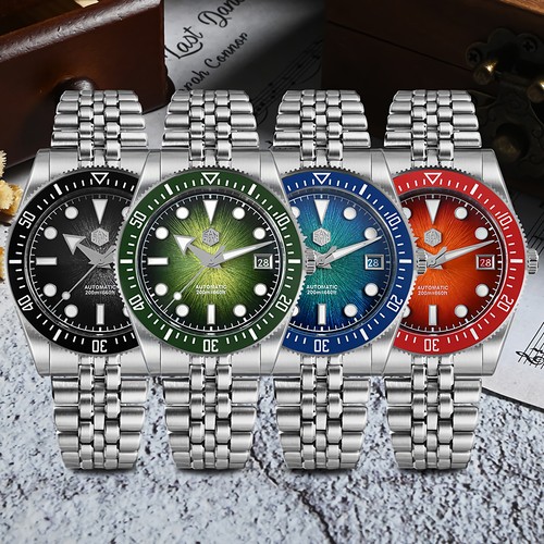 SAN MARTIN SN0148-GX Miyota 9015 Automatic Gradient Dial 37.5mm 200M Diver Watch