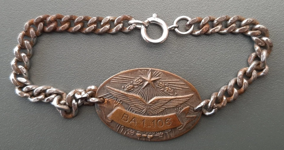 Bracelet Plaque Identité BA 1-106 Armée de l'Air WW2 Indochine ORIGINAL métal - Photo 3/3